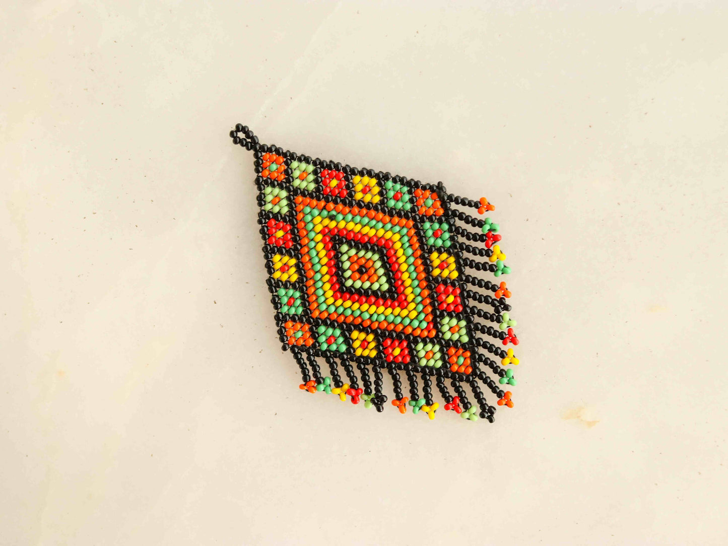 Boho Black Kutchi Beaded Patch,Handmade Seed Bead Applique,Boho Tribal Beaded Patch,Kuchi Sindhi Mexican Patch,Native American Patch