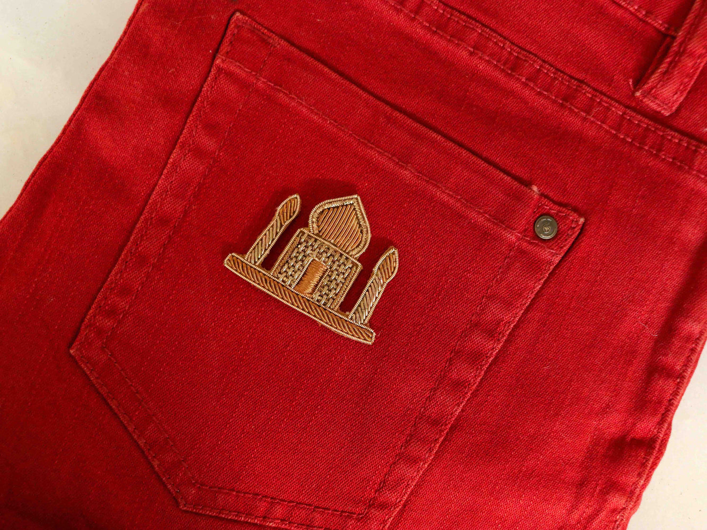 Golden Taj Mahal embroidered patch,Handmade Quirky Boho Palace applique, Vintage palace patch,Denim Sew on DIY Patch,2 pieces