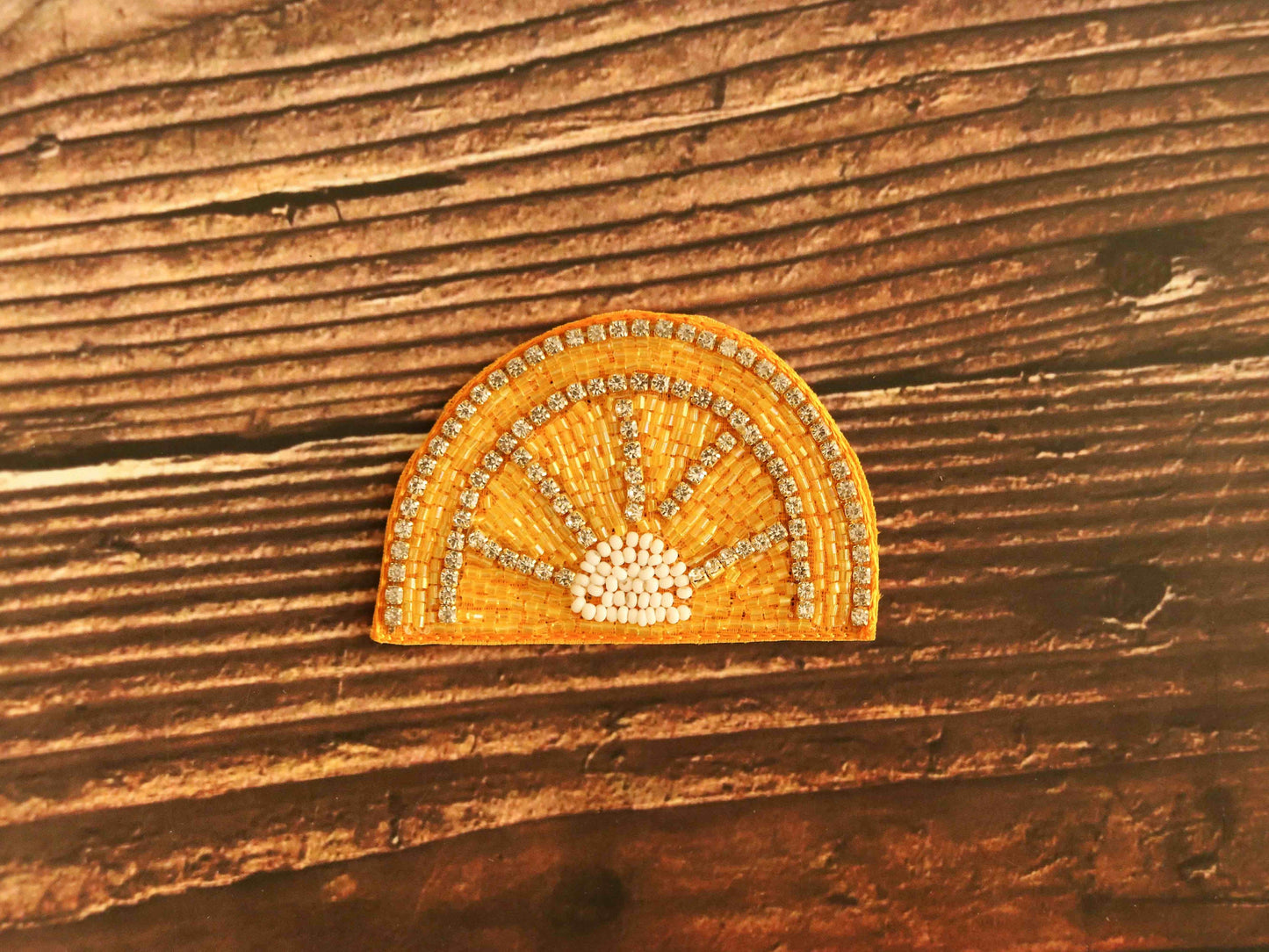 Orange Slice Fruit Beaded Patch,Handmade embroidered applique, Fruit Food Applique, Denim Patch,Quirky Playful Boho applique,DIY Patch