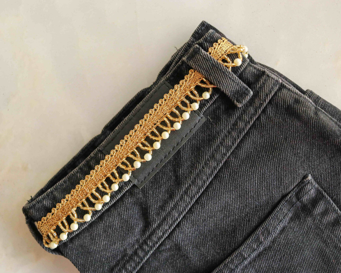 Gold Beaded Scallop Fringe Trim,Handmade Gold Faux Pearl Indian Border,Bridal Scallop Lace,Golden Saree Border,Price/mtr