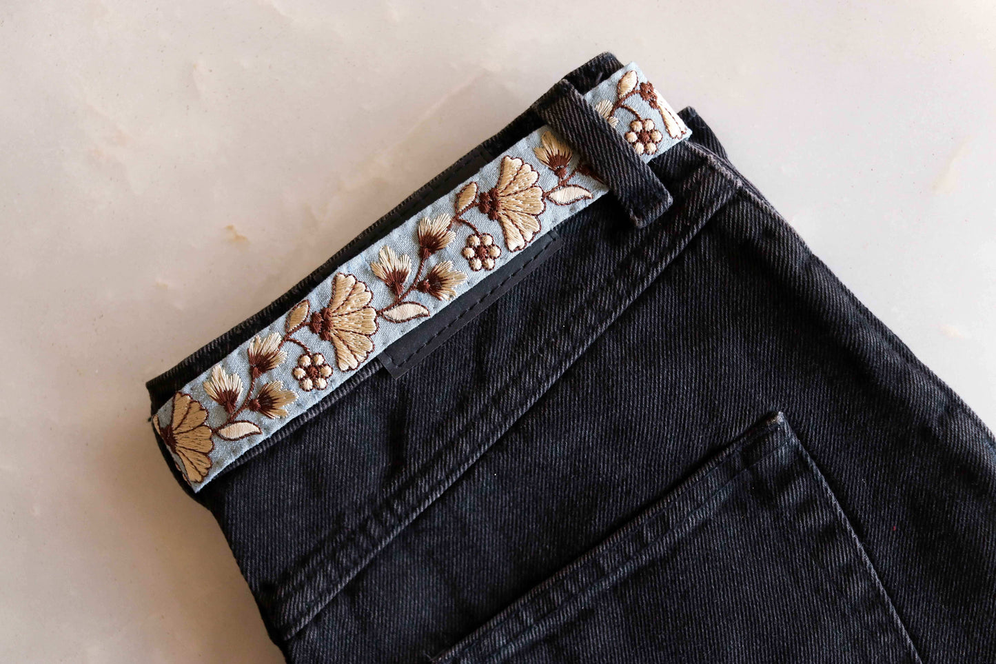 Blue Beige Floral Embroidered Trim,Powder Blue Floral Border,Blue Floral Lace,Indian Fabric Trim,Floral Saree Border,Price/mtr