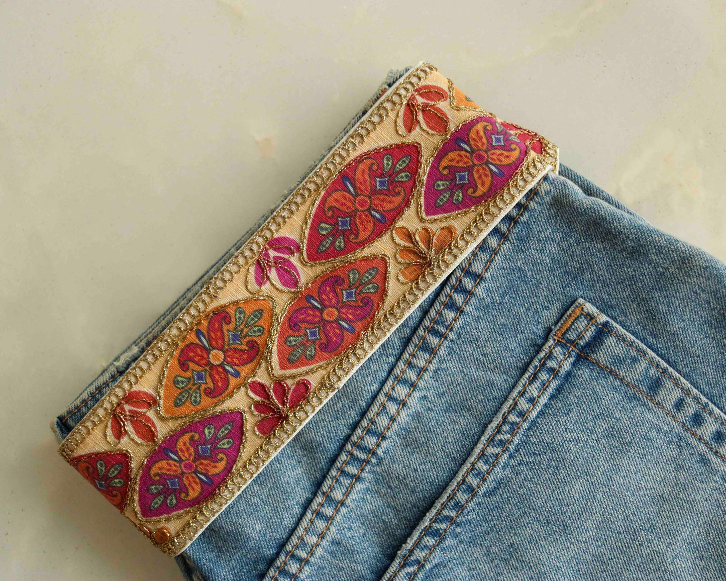 Boho Digital Print Floral Trim,Printed Patchwork Border,Beige Gold Floral Border,Indian Khichdi Floral Saree Border,Price/mtr