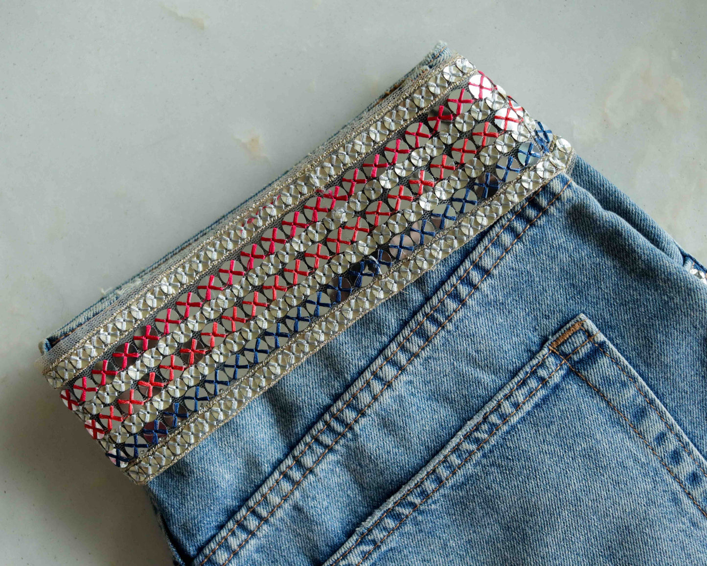 Blue Pink Mirror Sequin Trim,Indian Net Embroidered Border,Delicate White Pink Mirror Sequin Lace,Mirror Saree Border,Price/mtr