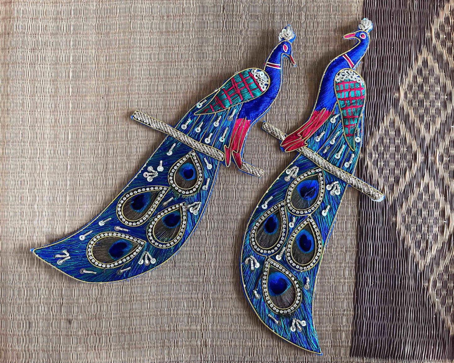 Boho peacock embroidered patch,Handmade peacock design applique, Indian bird patch,Sew on Applique, DIY Patch