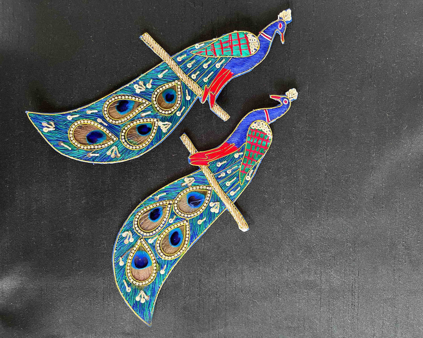 Boho peacock embroidered patch,Handmade peacock design applique, Indian bird patch,Sew on Applique, DIY Patch