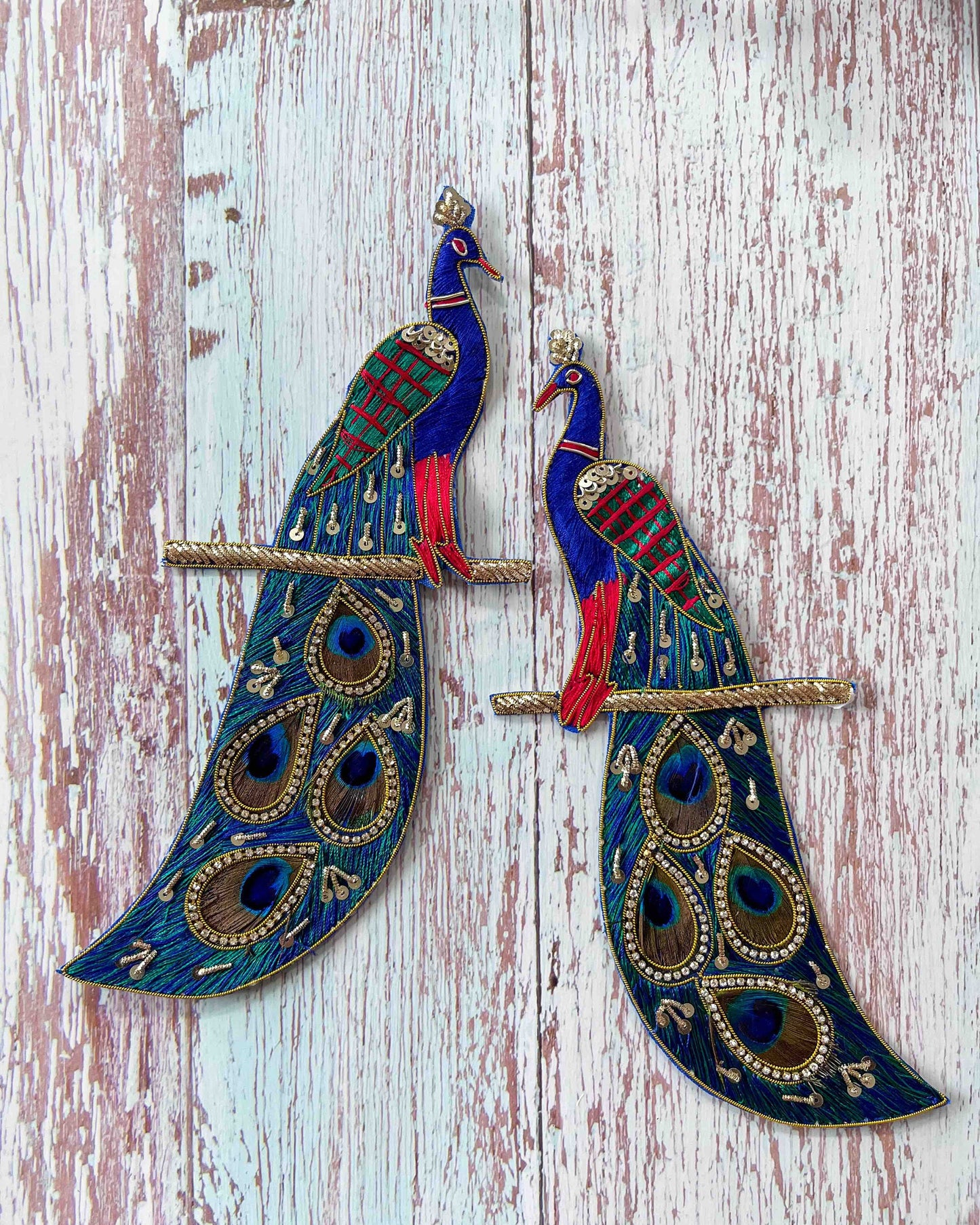 Boho peacock embroidered patch,Handmade peacock design applique, Indian bird patch,Sew on Applique, DIY Patch
