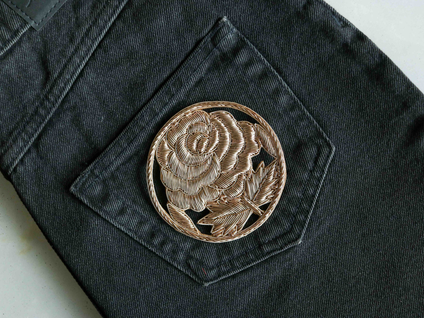 Rose Gold Cutwork Floral Patch,Handmade embroidered Zari Zardozi large flower applique, Gold wedding Floral patch, DIY Patch