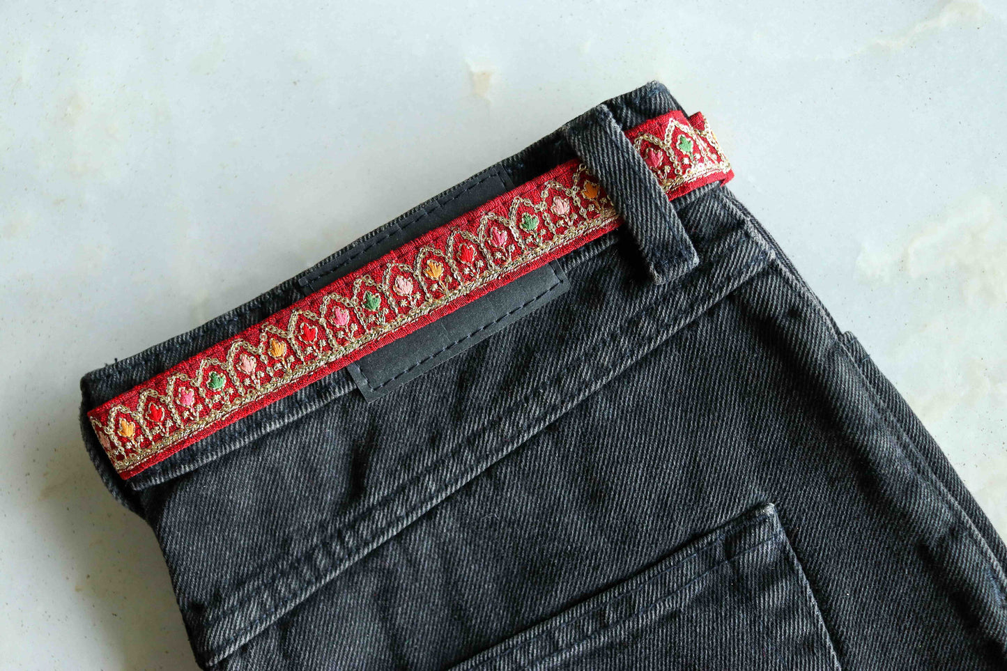 Red Colourful Floral Embroidered Trim,Indian Fabric Embroidered Border,Narrow Red Pink Floral Lace,Floral Saree Border,Price/mtr