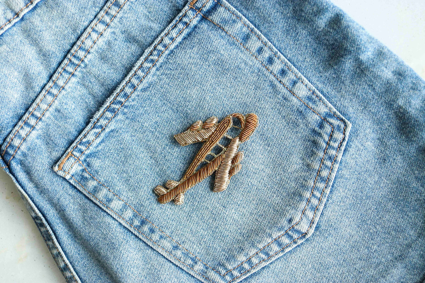 Golden Aeroplane Quirky embroidered patch,Handmade Vintage Plane Aircraft Vehicle applique, Boho patch,Holiday Travel Denim Sew on DIY Patch