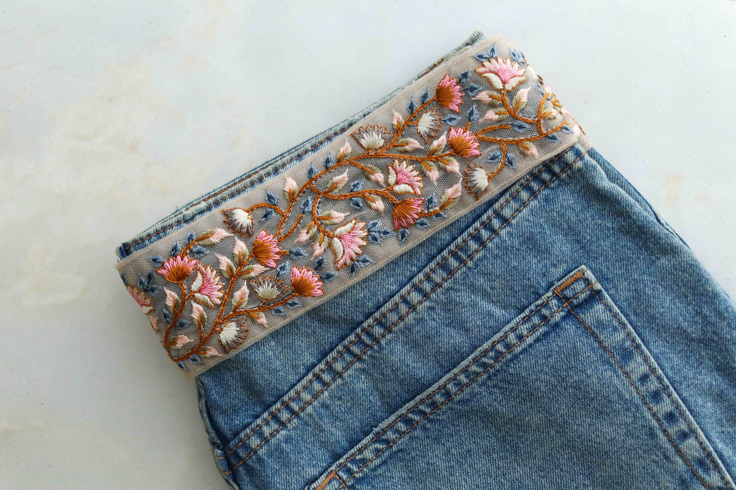 Pink Grey Floral Embroidered Trim,Pink Beige Net Floral Border,Pink Blue Net Lace,Indian Fabric Trim,Saree Border,Price/mtr, インド刺繍リボン