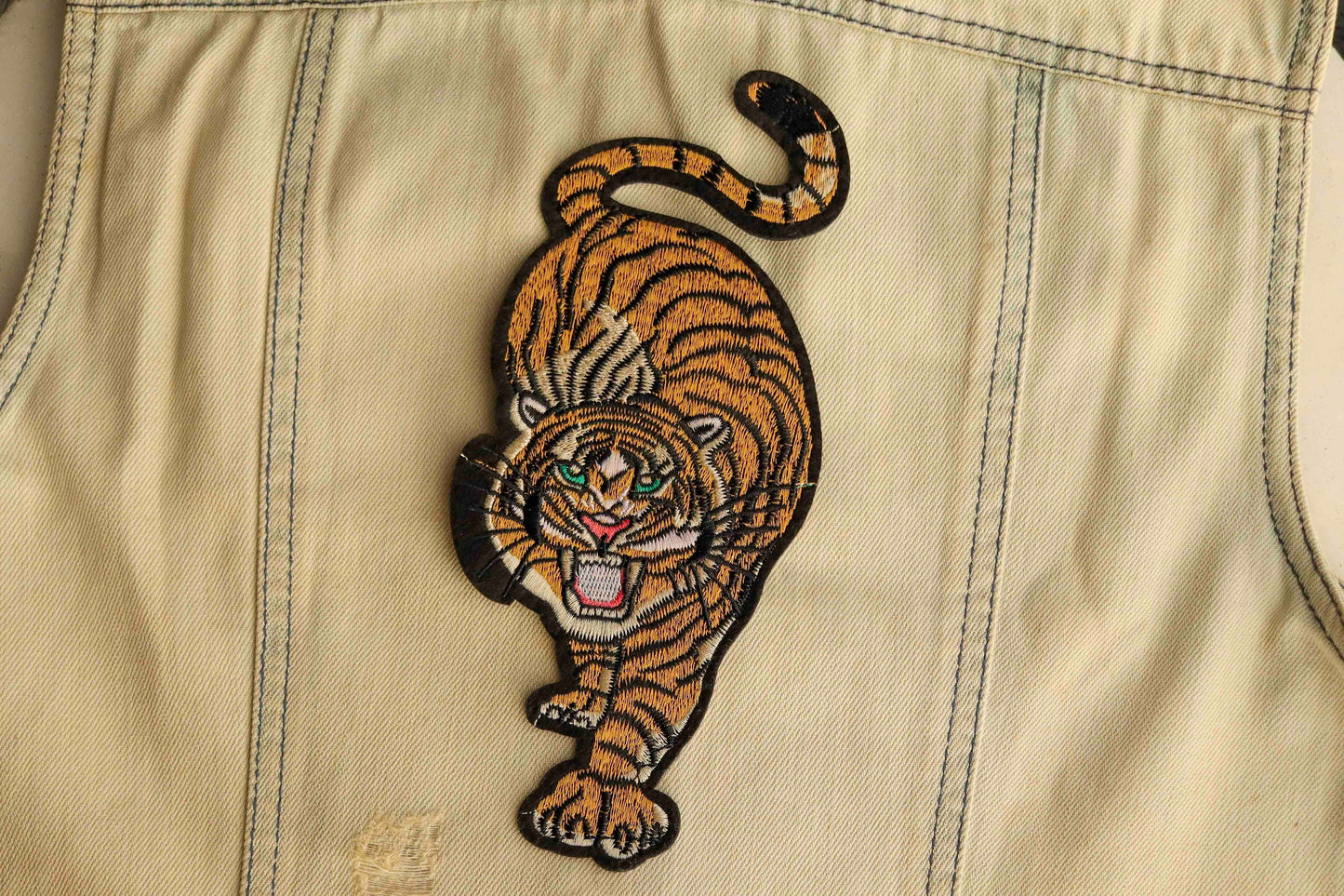 Tiger HTV Iron-On Animal Patch,Yellow Black Exotic Animal applique, Black Tiger applique, Quirky Animal patch,Heat Transfer Vinyl applique