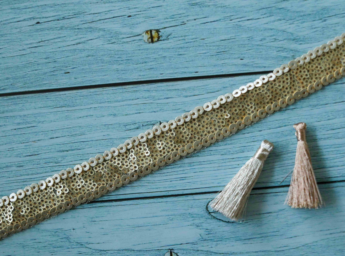 Light Gold Sequin Embroidered Trim,Gold Net Embroidered Border,Vintage Gold Lace,Indian Fabric Trim,Golden Saree Border,Price/mtr