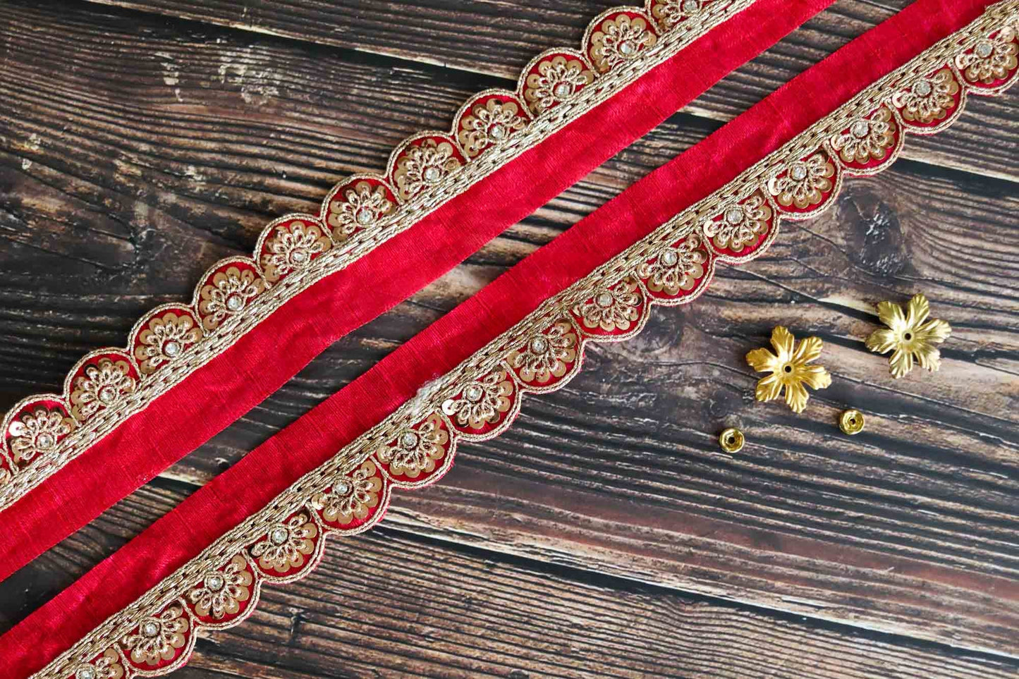 Pink Gold Scallop Embroidered Trim,Cutwork Gold Zari Sequin Border,Bridal Designer Lace,Pink Gold Floral Saree Border,インド刺繍リボン, Price/mtr