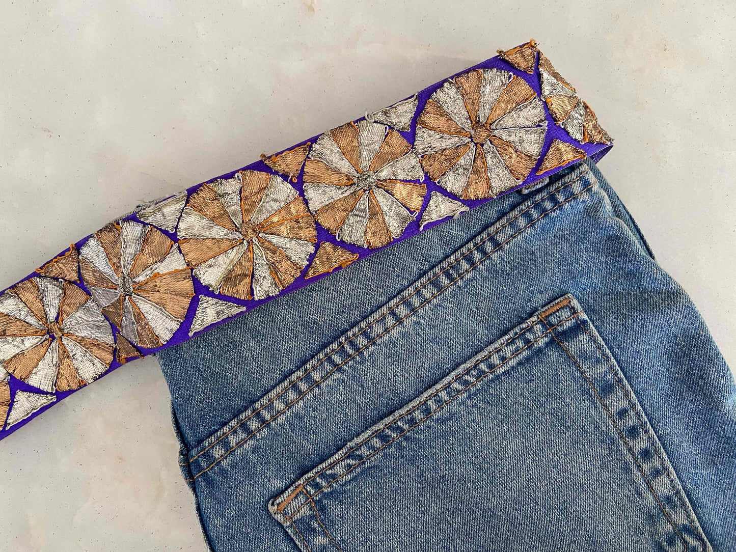 Vintage Purple Gold Gota Trim,Handmade Silver Gold Embroidered Border,Purple Gota Patti Lace,Bridal Saree Border,Indian Fabric Trim,Price/mt