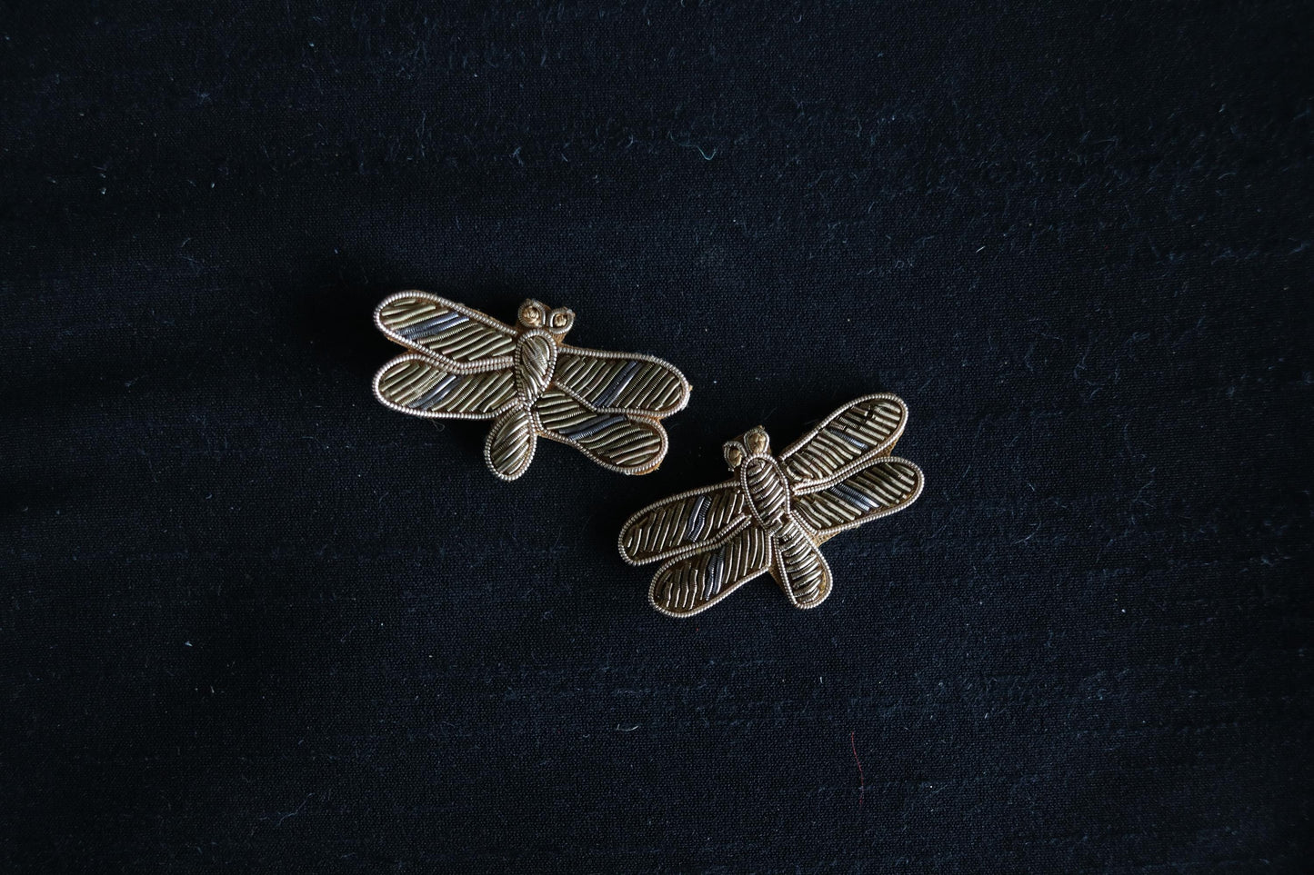 Quirky Golden Embroidered Bee Patch, Handmade bee applique, Boho Gold Insect Patch, Denim Patch, Sew on applique, DIY Patch, 2 pieces