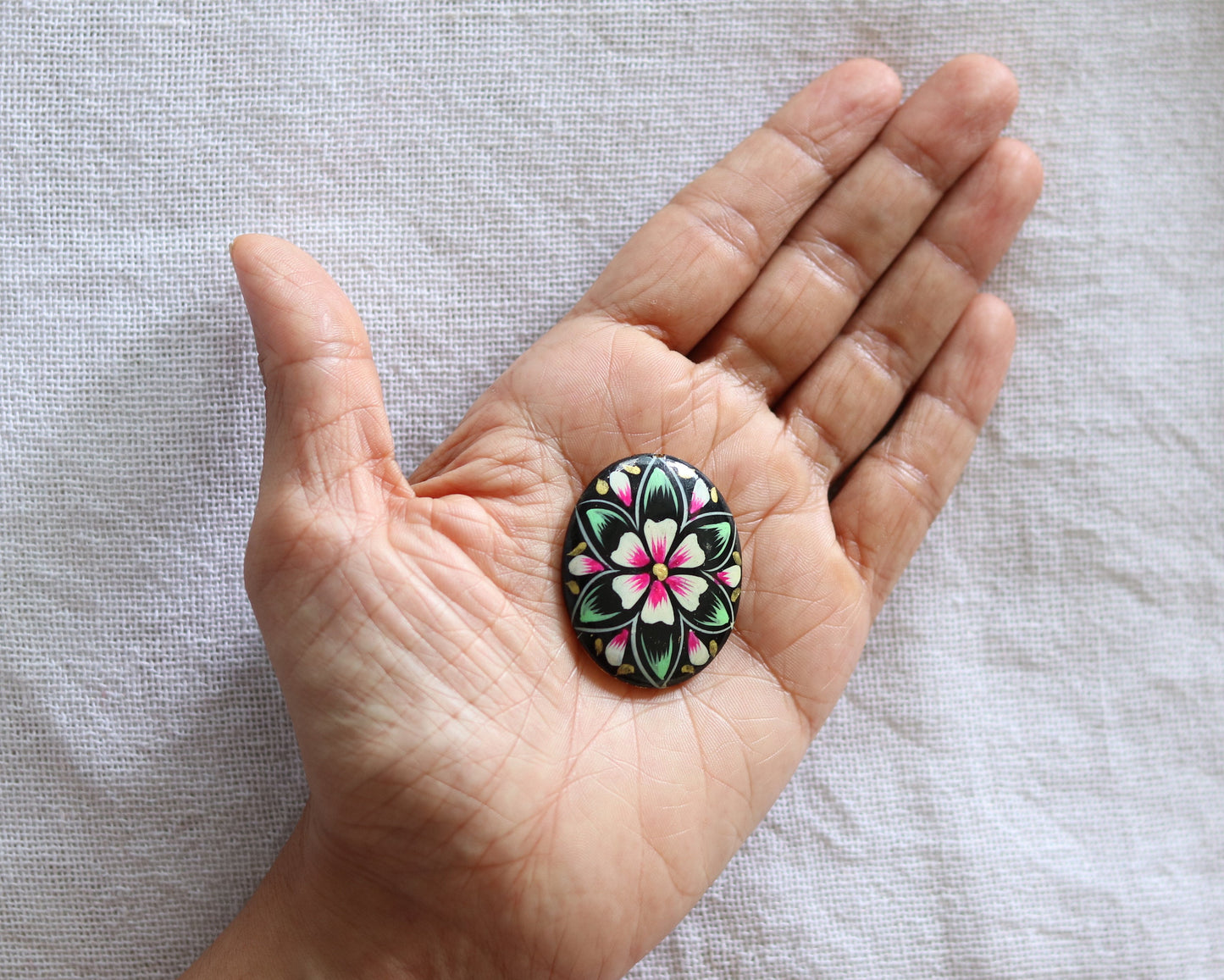 Black pink Floral Digital Buttons,Black Floral Beads,Digital Print Button,Digital Print Charm,Floral Charm,Indian Jewellery Charm ,2 pcs