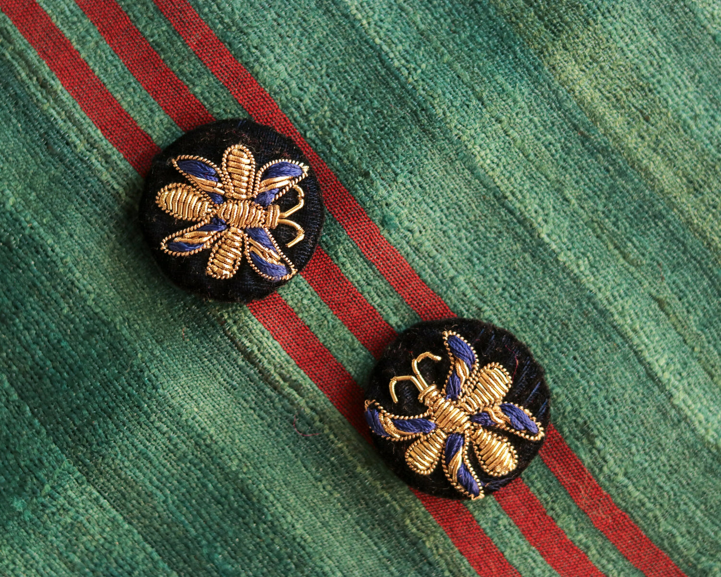 Black Blue Butterfly Velvet Button,Handmade Embroidered Button,Velvet Charm,Black Gold Butterfly Button,Sherwani Button,Wedding Button,2 pcs