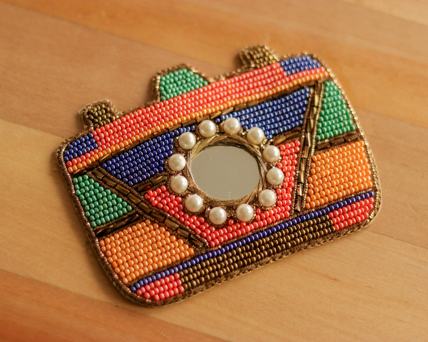 Quirky Camera Multicolour Beaded Patch,Handmade embroidered applique,Camera applique,Boho Patch,Sew on Denim Patch,Playful DIY Patch