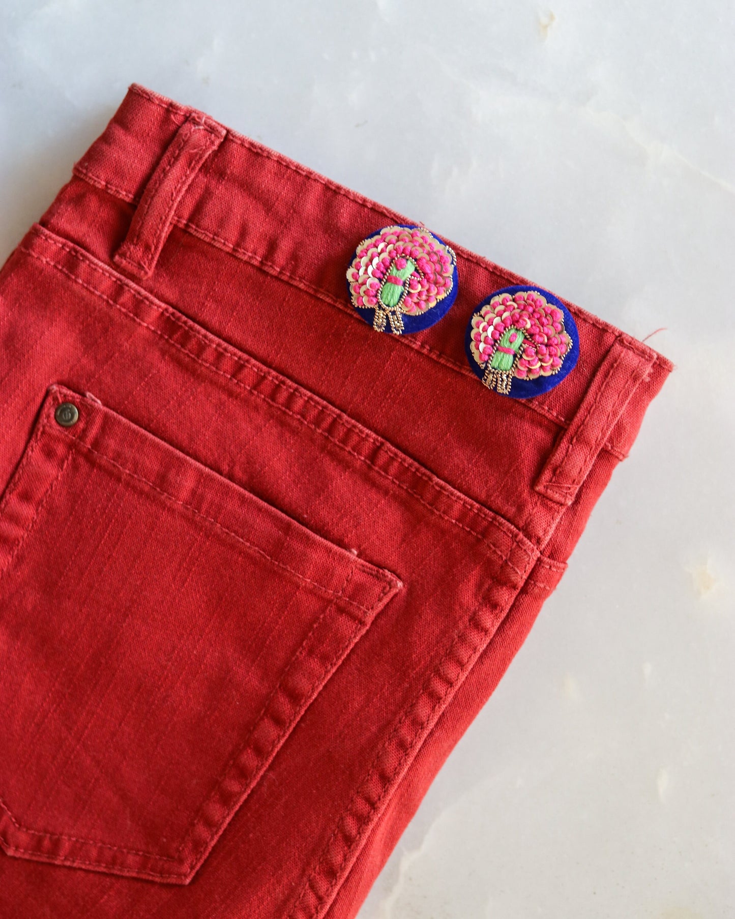 Blue Pink Peacock Velvet Buttons,Handmade Embroidered Buttons,Blue Pink Velvet Charm,Blue Bird Button,Sherwani Button,Wedding Button,2 pcs