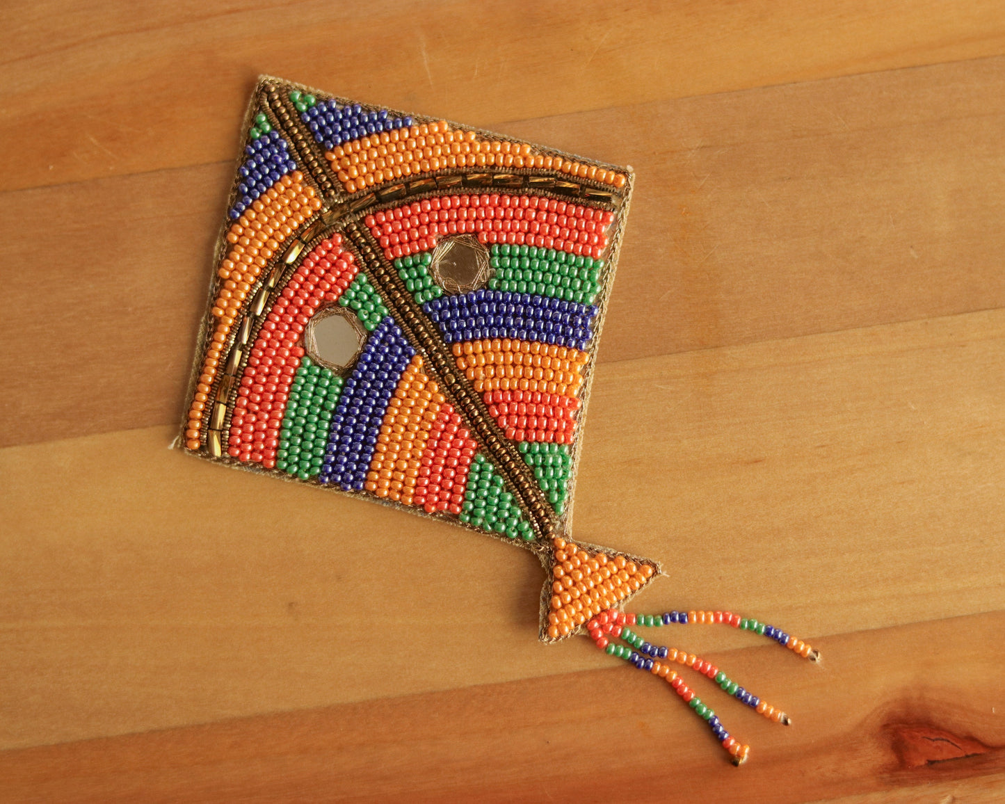 Multicolour Kite beaded embroidered patch,Handmade Beaded applique,Quirky Kite patch,Boho applique,Costume Denim Patch,Sew on DIY Patch