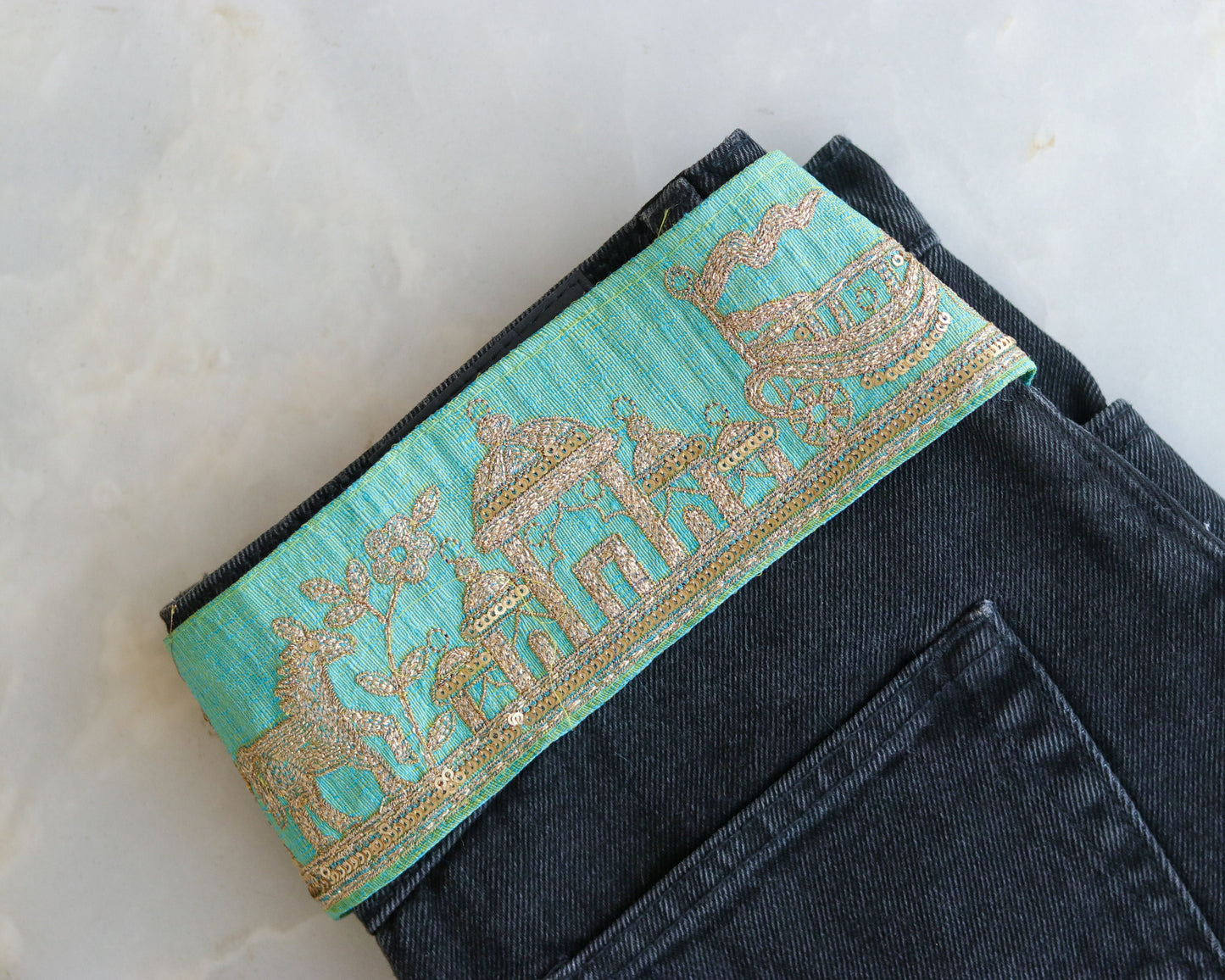 Mint Green Chariot Palace Trim,Green Gold Embroidered Palace Border,Horse Embroidery Lace,Mint Boho Trim,Royal Indian Designer Trim,Price/mt