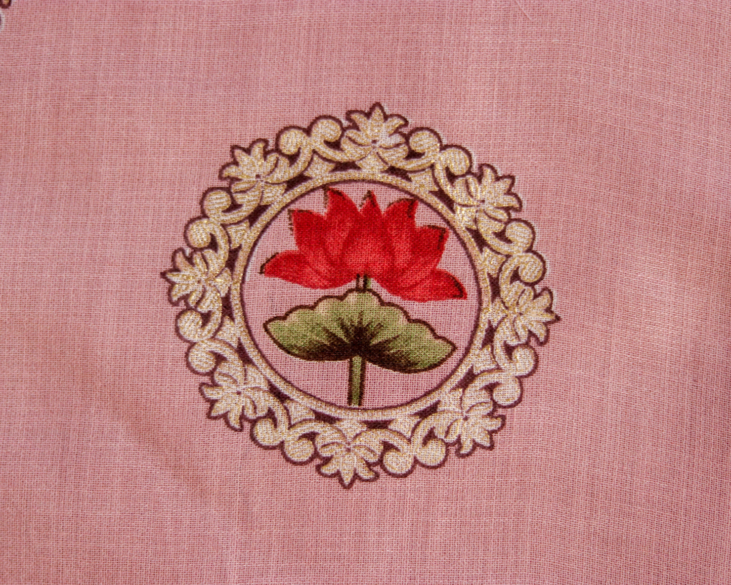 Navya – Pink Floral Table Runner,Handmade Pink Table Runner,Indian Festive Décor,Lotus Print Table Cloth,Pink Designer Floral Silk Runner