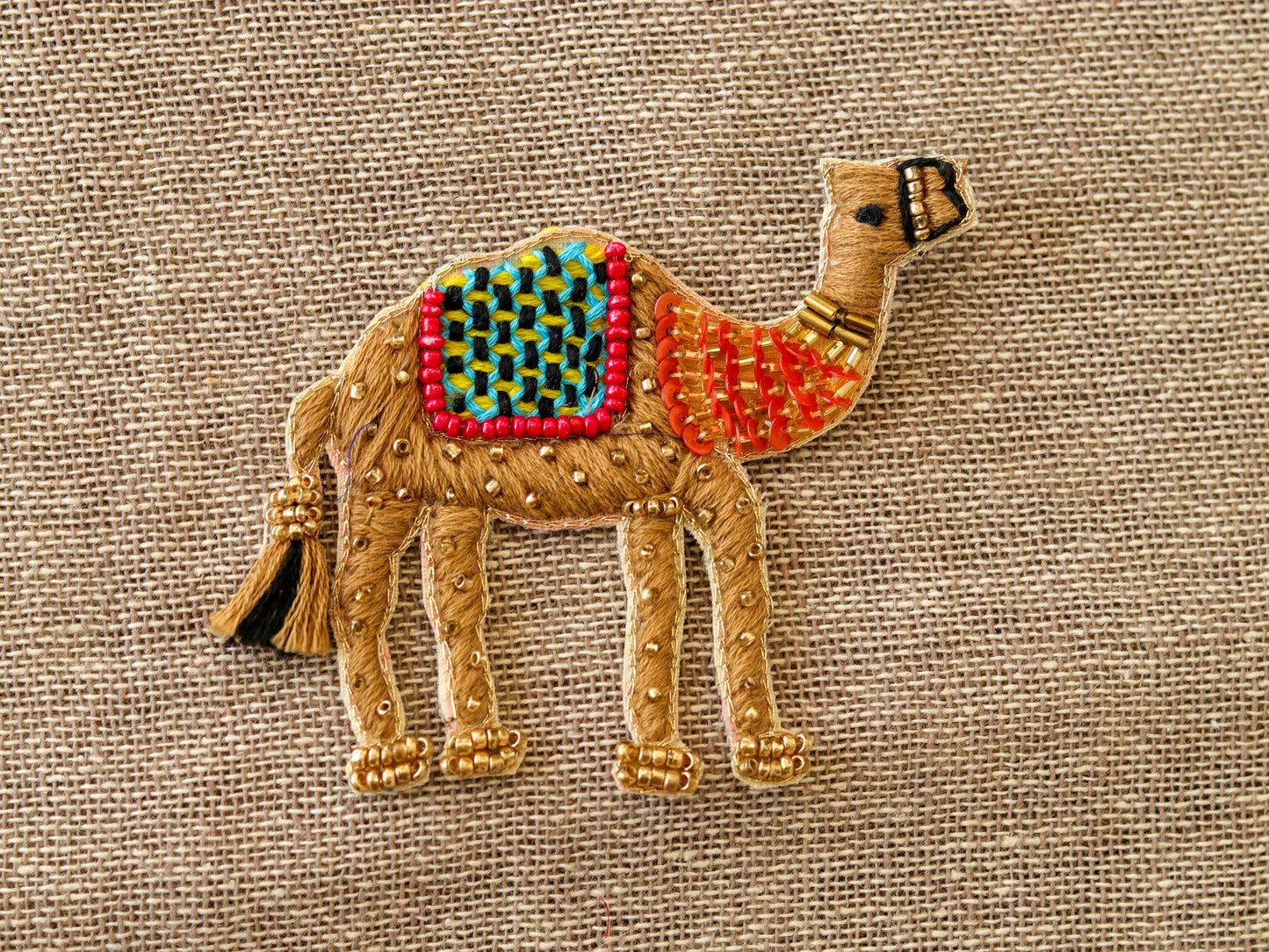 Brown Red Camel Embroidered Patch,Handmade embroidered applique,Animal patch,Sew on applique,Denim DIY Patch,Christmas supplies