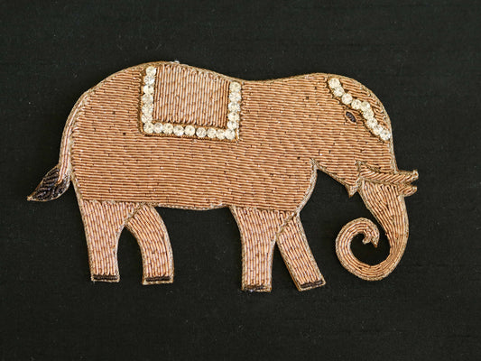 Golden Elephant Embroidered Patch,Handmade embroidered applique,Golden Elephant Applique,Animal patch,Denim Patch,Sew on applique,DIY Patch