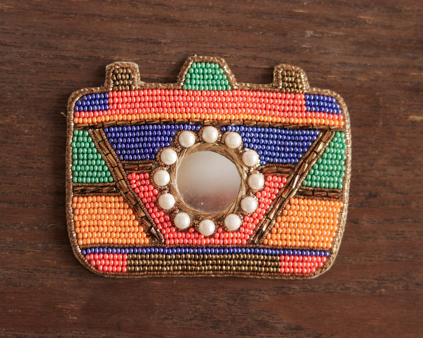 Quirky Camera Multicolour Beaded Patch,Handmade embroidered applique,Camera applique,Boho Patch,Sew on Denim Patch,Playful DIY Patch