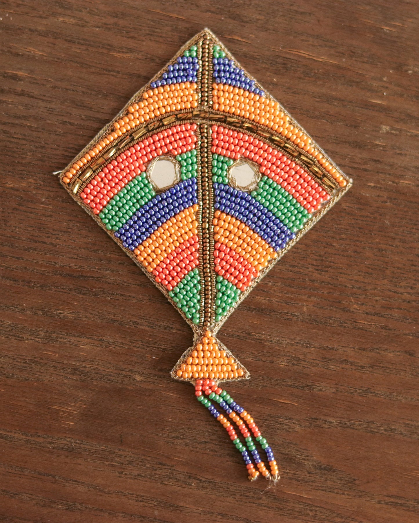 Multicolour Kite beaded embroidered patch,Handmade Beaded applique,Quirky Kite patch,Boho applique,Costume Denim Patch,Sew on DIY Patch