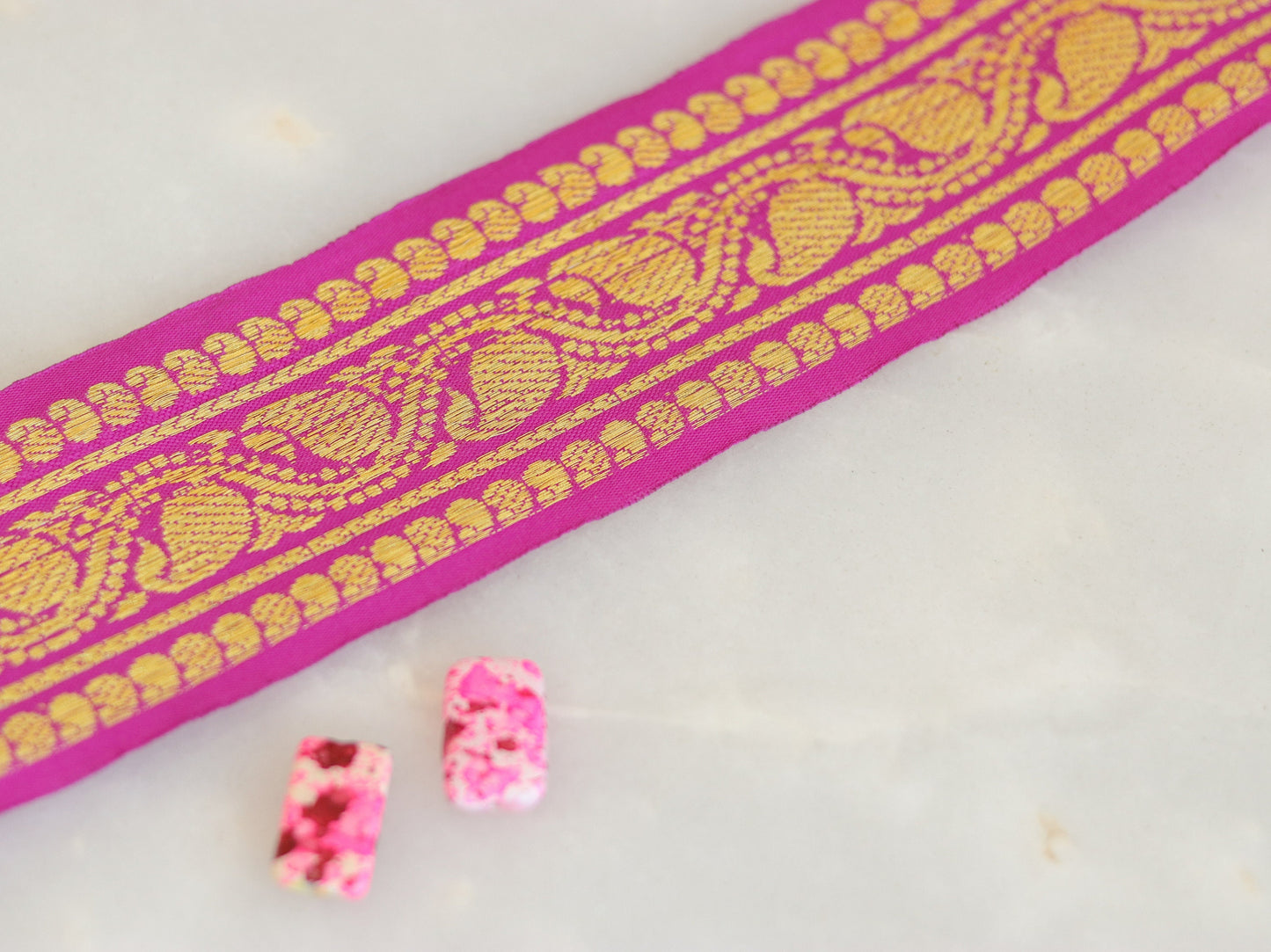 Pink Gold Paisley Brocade Trim,Pink Paisley Border,Pink Paisley Lace,Pink Gold Trim,Pink Brocade Border,Saree Border,Indian Trim,Price/mtr