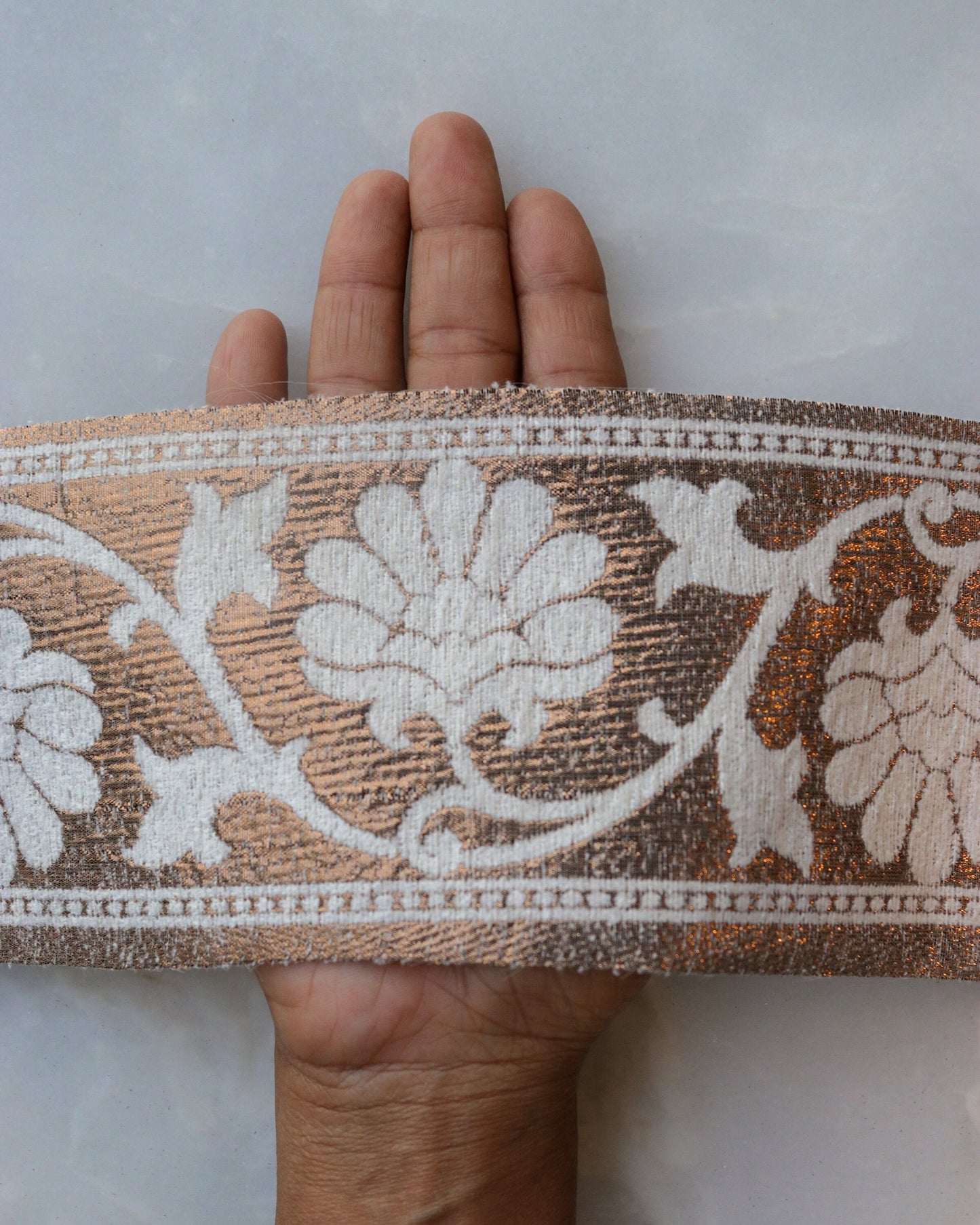 White Gold Floral Brocade Trim, White Gold Floral Border, White Gold Floral Lace, White Brocade Border, Saree Border, Indian Trim, 50 cm