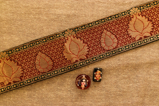 Red Gold Floral Banarasi Trim,Brocade Border,Indian Brocade Lace,Red Gold Floral Paisley Trim,Vintage Trim,Banarasi Saree Border,Price/mtr