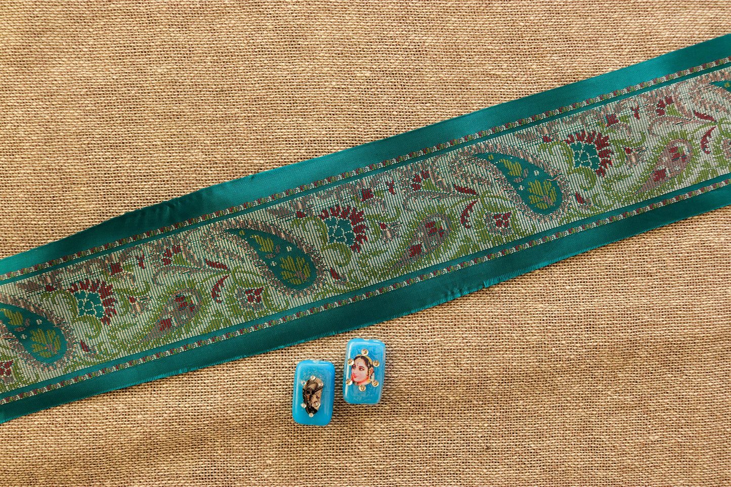 Teal Blue Paisley Banarasi Trim,Brocade Border,Indian Brocade Lace,Vintage Trim,Banarasi Saree Border,Blue Bridal Trim,Price/mtr