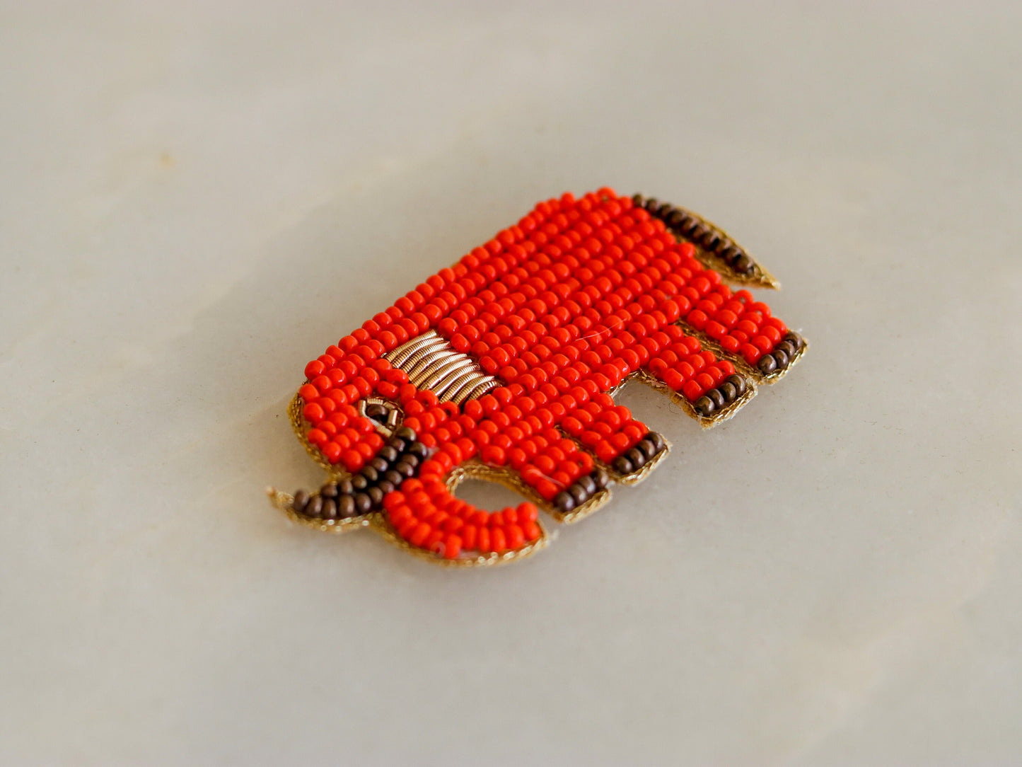 Orange Elephant Beaded Patch,Handmade embroidered applique,Orange Elephant Patch,Animal patch,Denim Patch,Sew on applique,DIY Patch