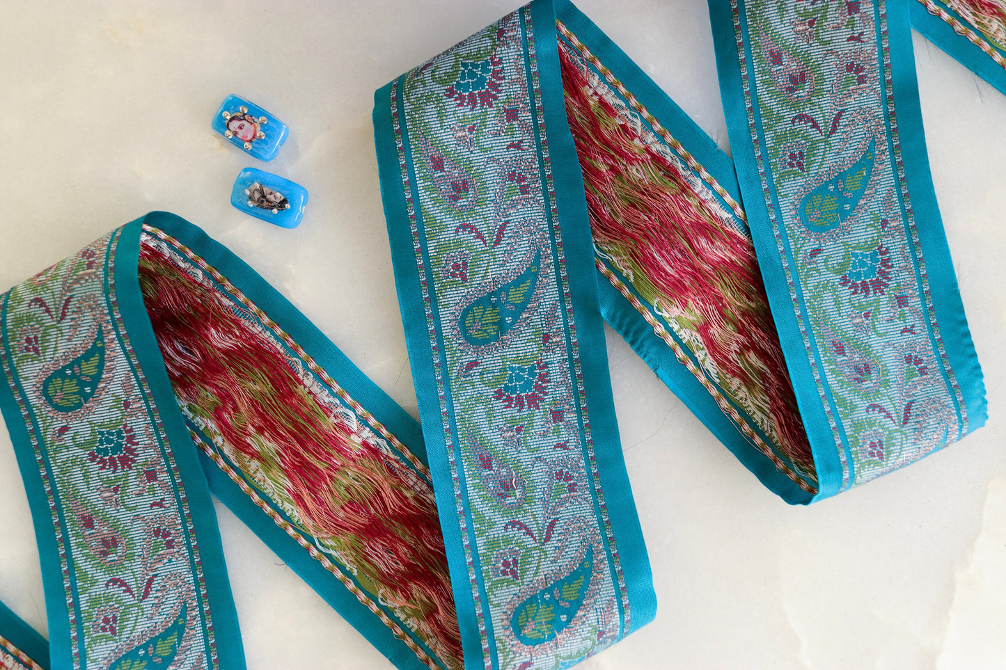 Teal Blue Paisley Banarasi Trim,Brocade Border,Indian Brocade Lace,Vintage Trim,Banarasi Saree Border,Blue Bridal Trim,Price/mtr