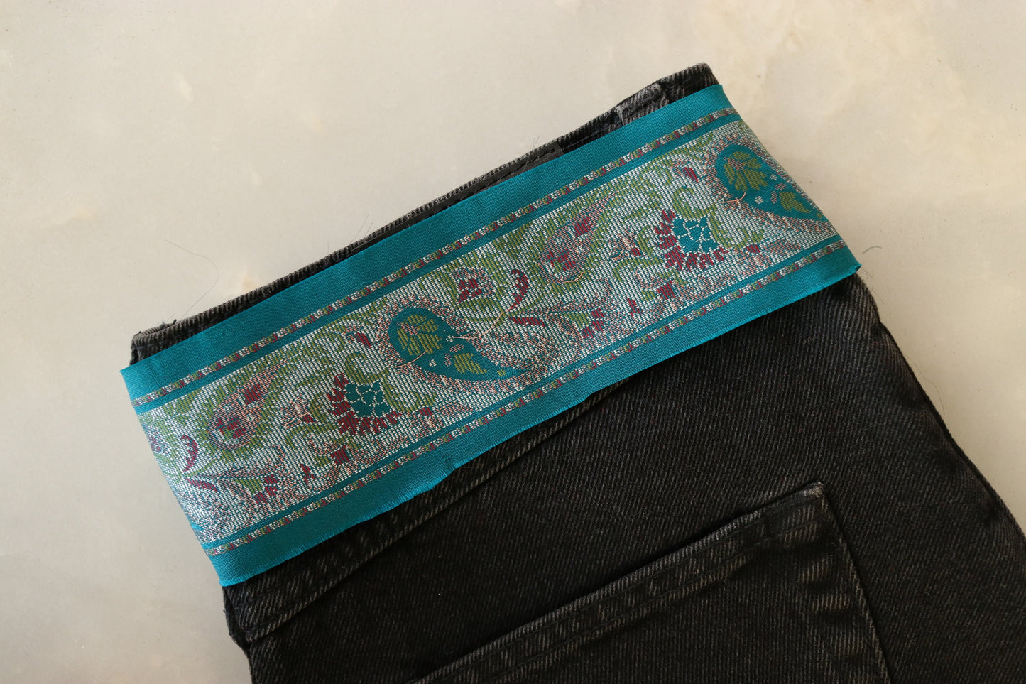 Teal Blue Paisley Banarasi Trim,Brocade Border,Indian Brocade Lace,Vintage Trim,Banarasi Saree Border,Blue Bridal Trim,Price/mtr