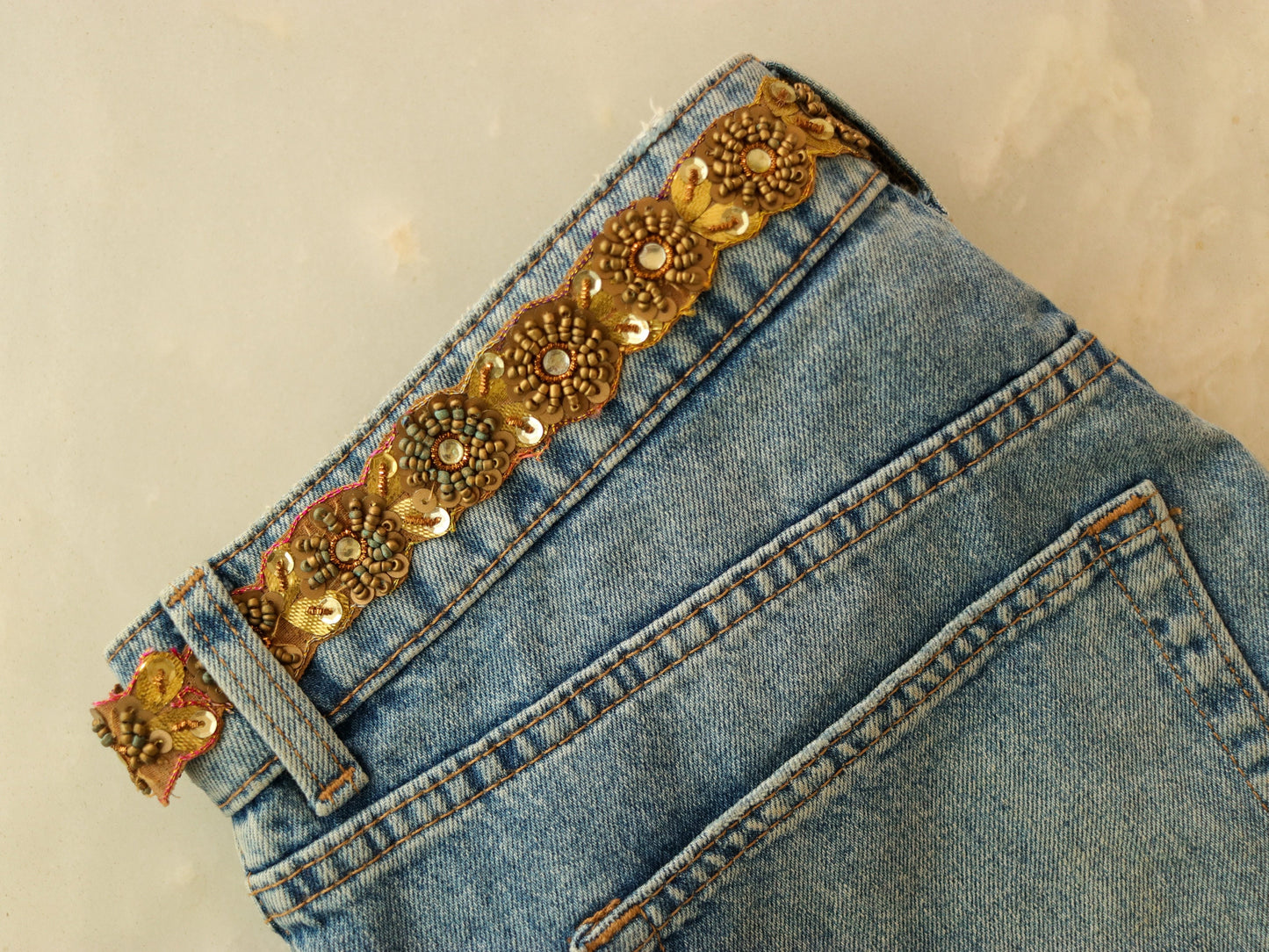 Vintage Gold Indian Embroidered Trim,Handmade Sequin Floral Border,Old Gold Lace,Bridal Saree Border,Designer Trim,Price/mtr