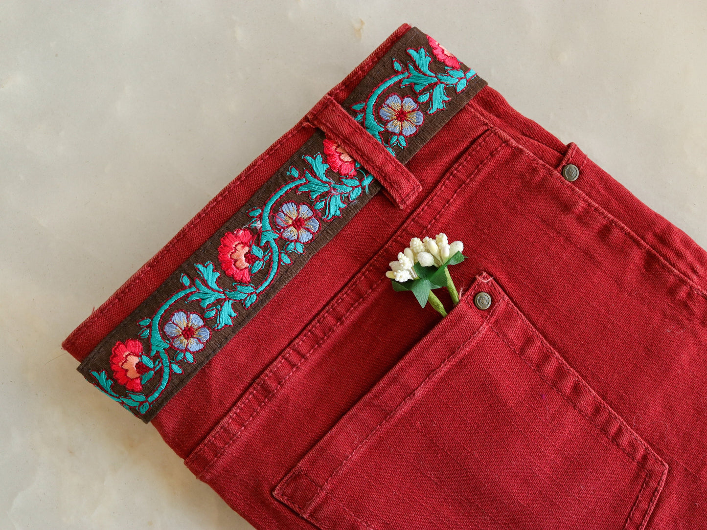 Brown Red Floral Embroidered Trim,Indian Fabric Border,Brown Teal Floral Lace,Parsi Embroidery Trim,Floral Saree Border,Price/mtr