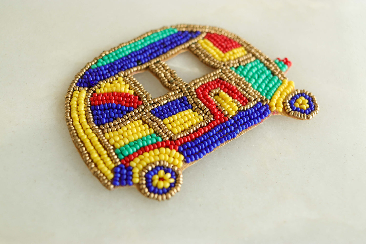 Quirky Multicolour Tuktuk beaded patch,Handmade Auto applique,Boho embroidered vehicle patch,Sew on DIY Patch