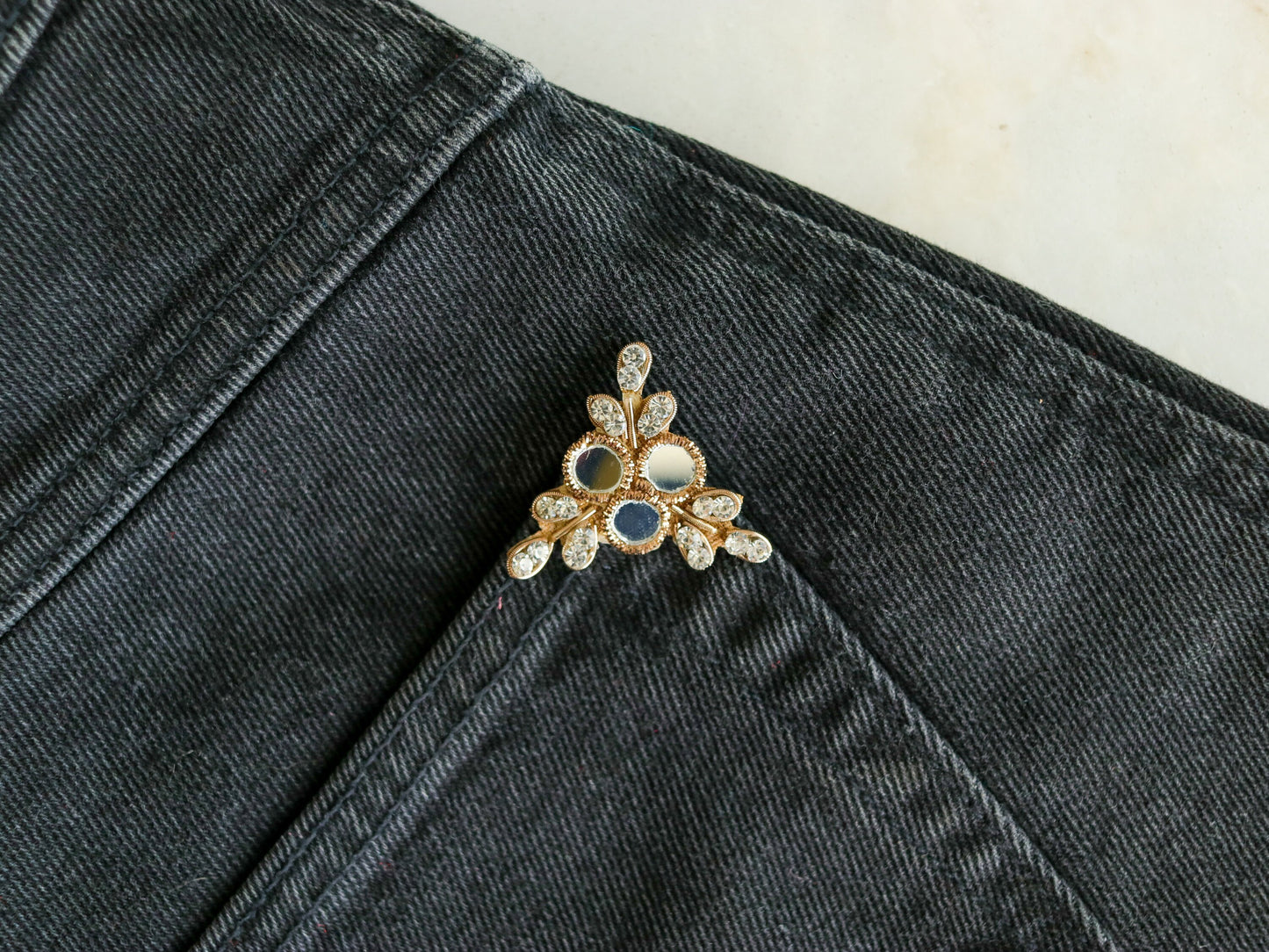 Golden mirror butti embroidered patch,Handmade triangle embroidered applique,Gold zari floral patch,DIY Patch, 2 pieces