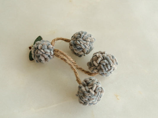 Grey Felt Floral Tassel,Handmade Grey Latkan,Boho Quirky Rustic Tassel,Purse Bag Charm,Christmas Tree Decoration