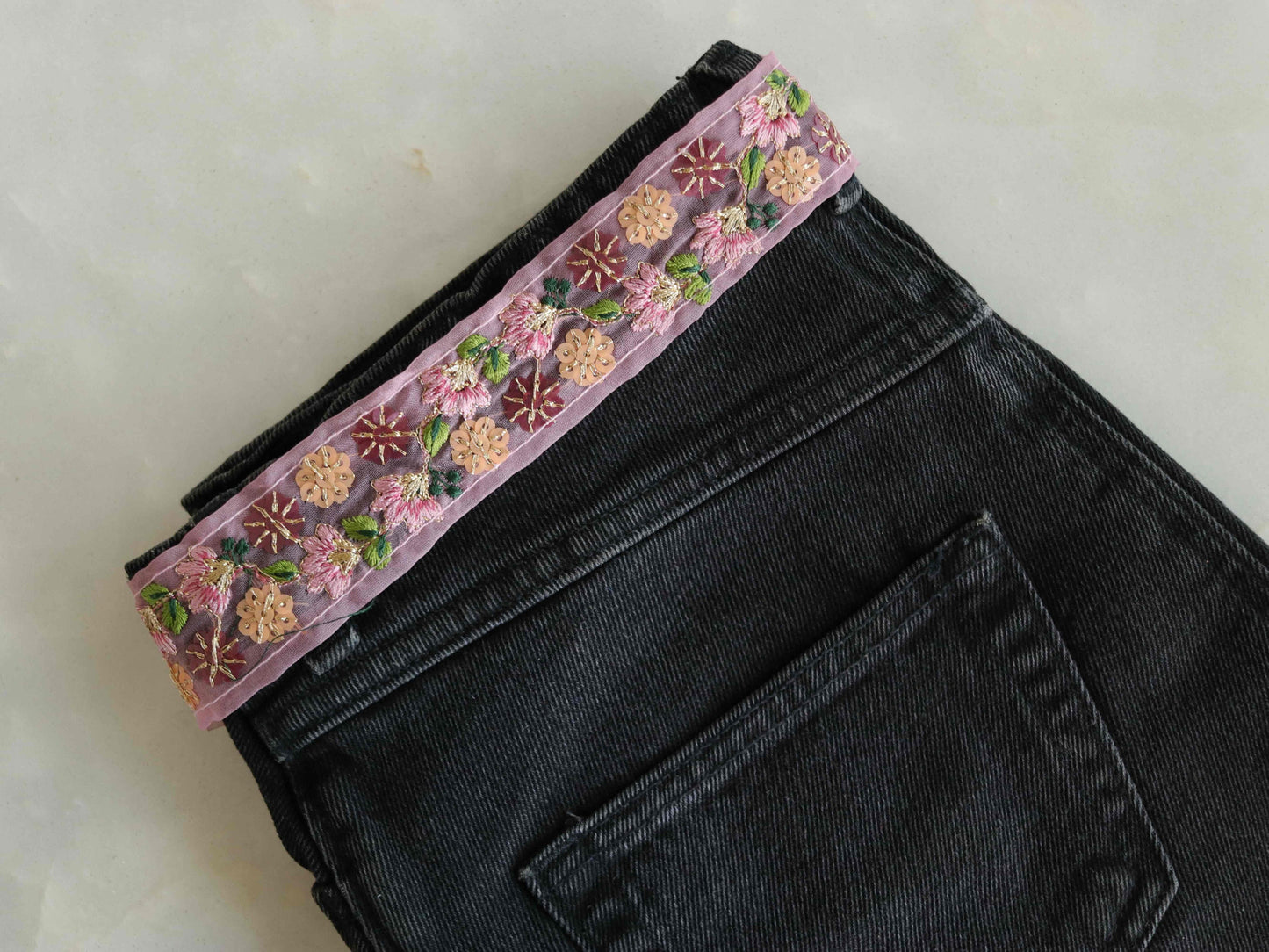Pink Gold Floral Embroidered Trim,Pink Tissue Floral Lace,Indian Fabric Trim,Pink Green Floral Organza Saree Border,Price/mtr