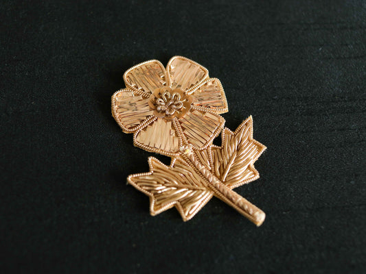 Gold Gota Floral Embroidered patch,Handmade gold foil applique, Rose Gold Daisy patch,DIY Patch