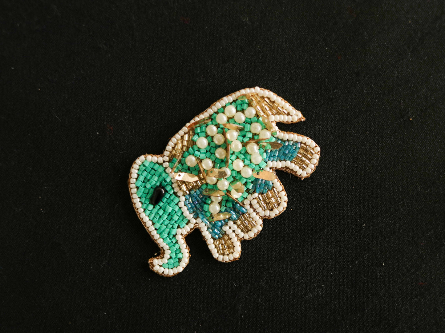 Teal Elephant Beaded Patch,Handmade embroidered applique,Teal Elephant applique,Quirky Animal patch,Sew on applique,DIY Patch