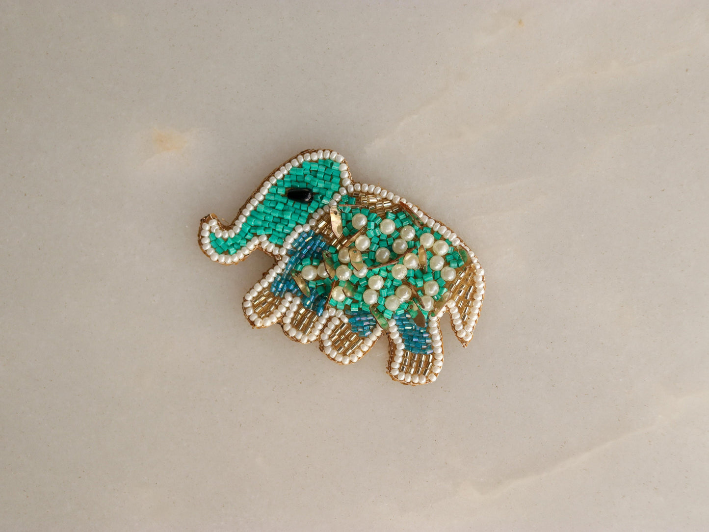 Teal Elephant Beaded Patch,Handmade embroidered applique,Teal Elephant applique,Quirky Animal patch,Sew on applique,DIY Patch