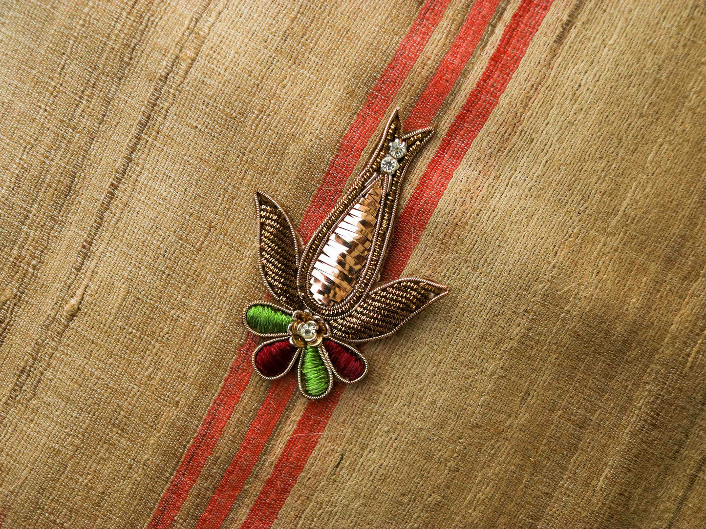 Gold Floral Embroidered patch,Handmade embroidered Tulip applique,Rose Gold Tulip Flower patch,Gold Gota Applique,DIY Patch