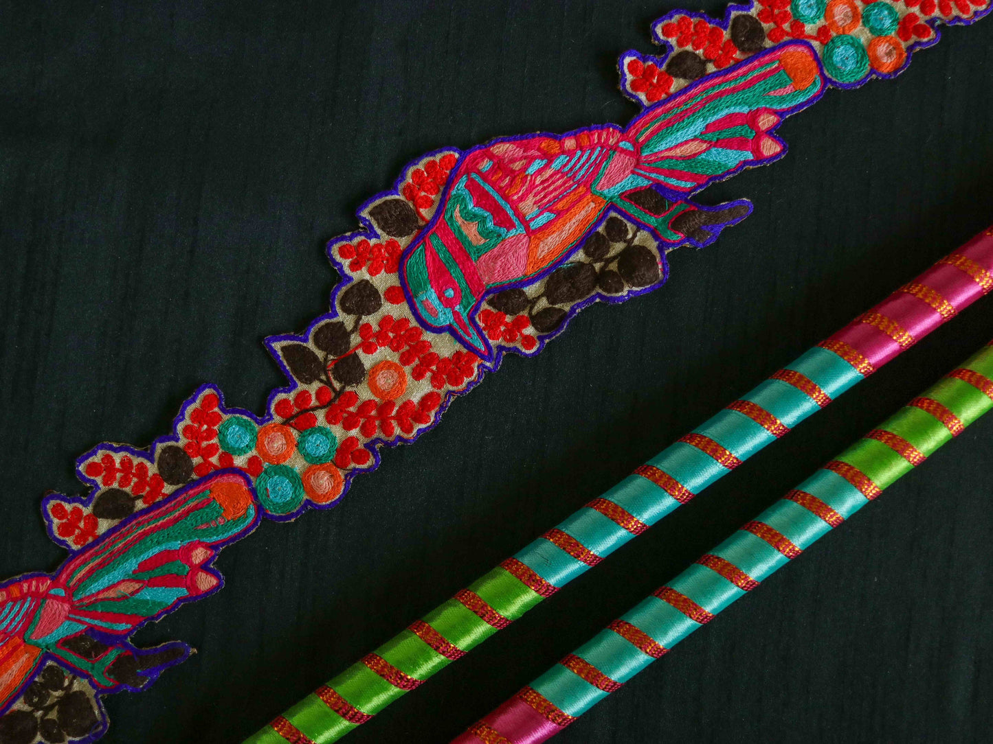 Pink Parrot Floral Cutwork Trim,Parrot Embroidered Border,Pink Bird Floral Lace,Cutwork Floral Saree Border,Price/mtr