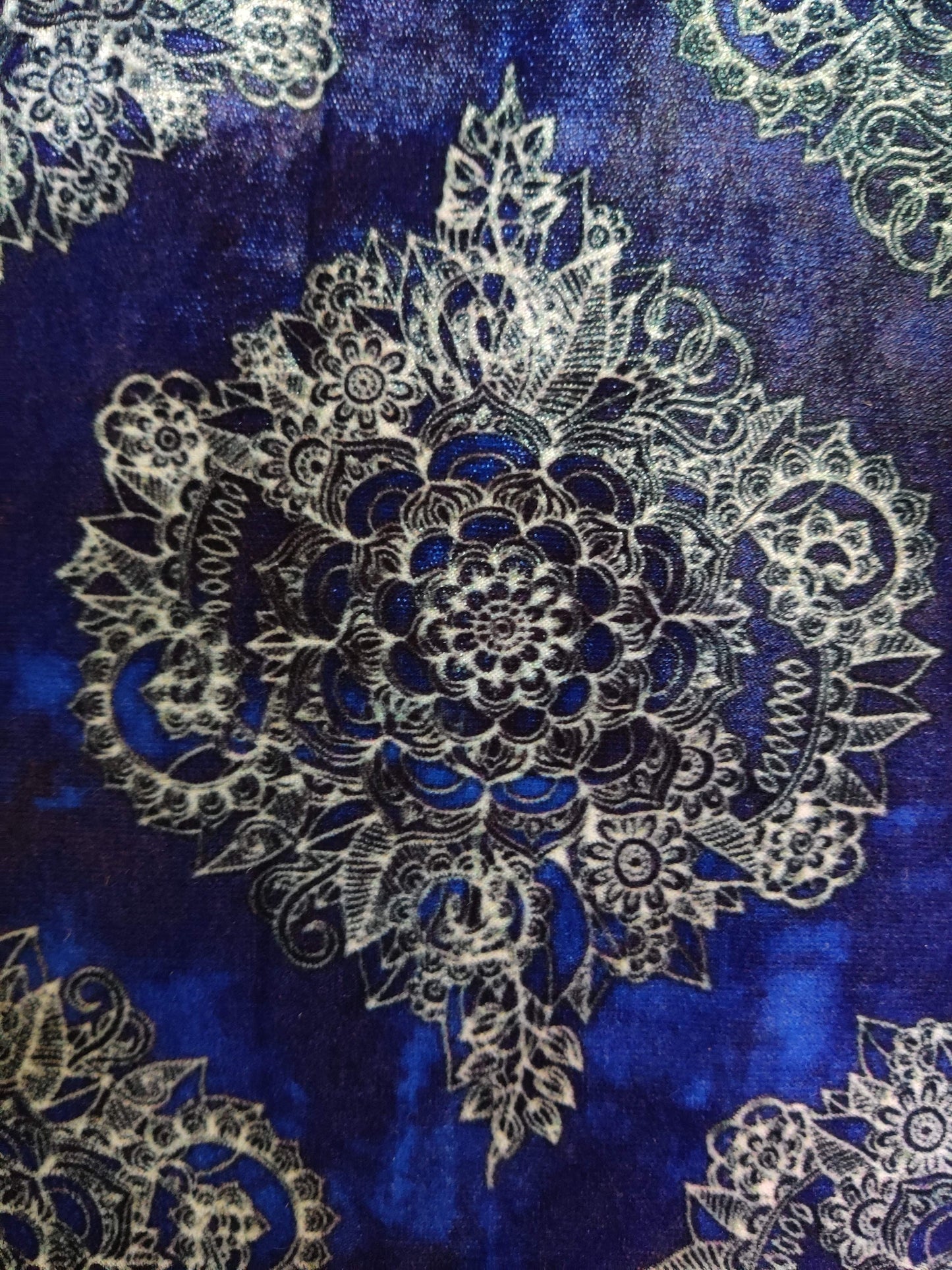 Nargis – Blue Floral Velvet Cushion Cover,Printed Floral Velvet Sham,Blue Floral Print Cushion Cover,16”,18”,Price/pc