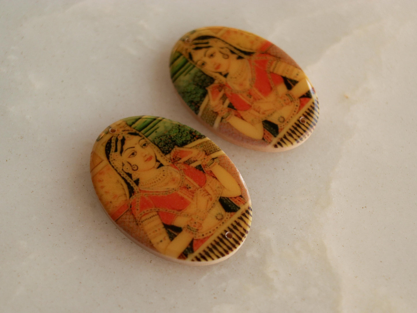 Indian Princess Digital Print Buttons,Royal Print Button,Sepia Princess Print Charm,Indian Jewellery Charm,Exotic Boho Buttons,2 pcs